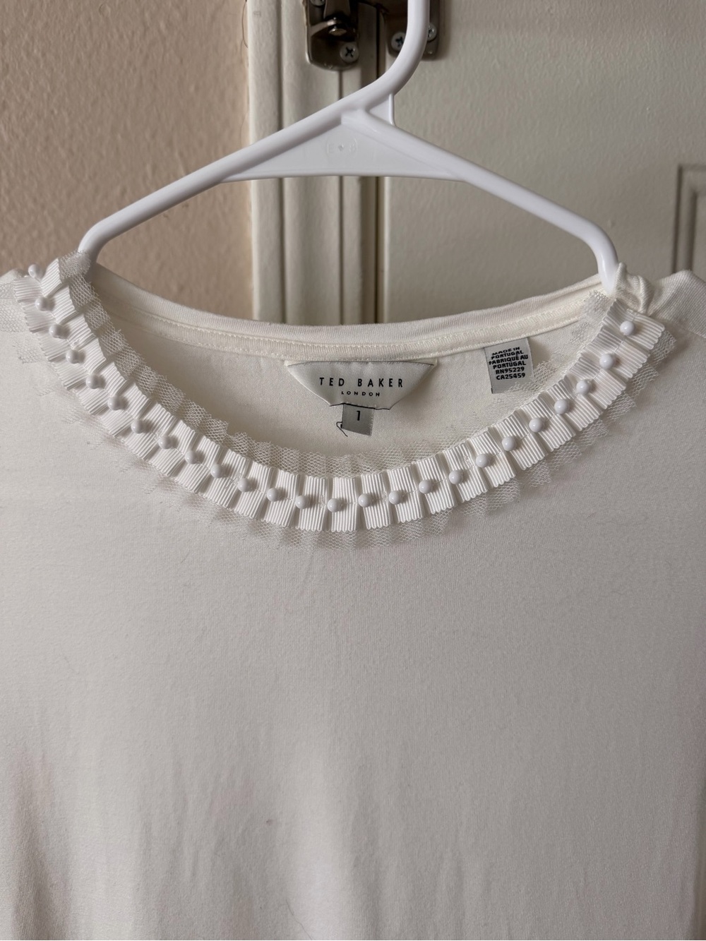 Ted Baker White Ruffle-Trim Tee - Picture 4 of 8